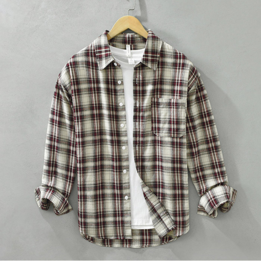 남성 체크 긴팔 캐주얼 셔츠