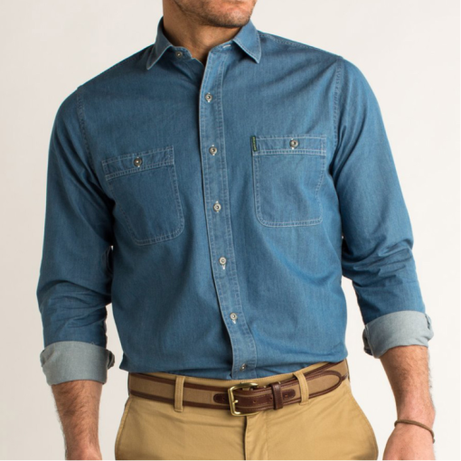 남성용 데님 버튼다운 셔츠